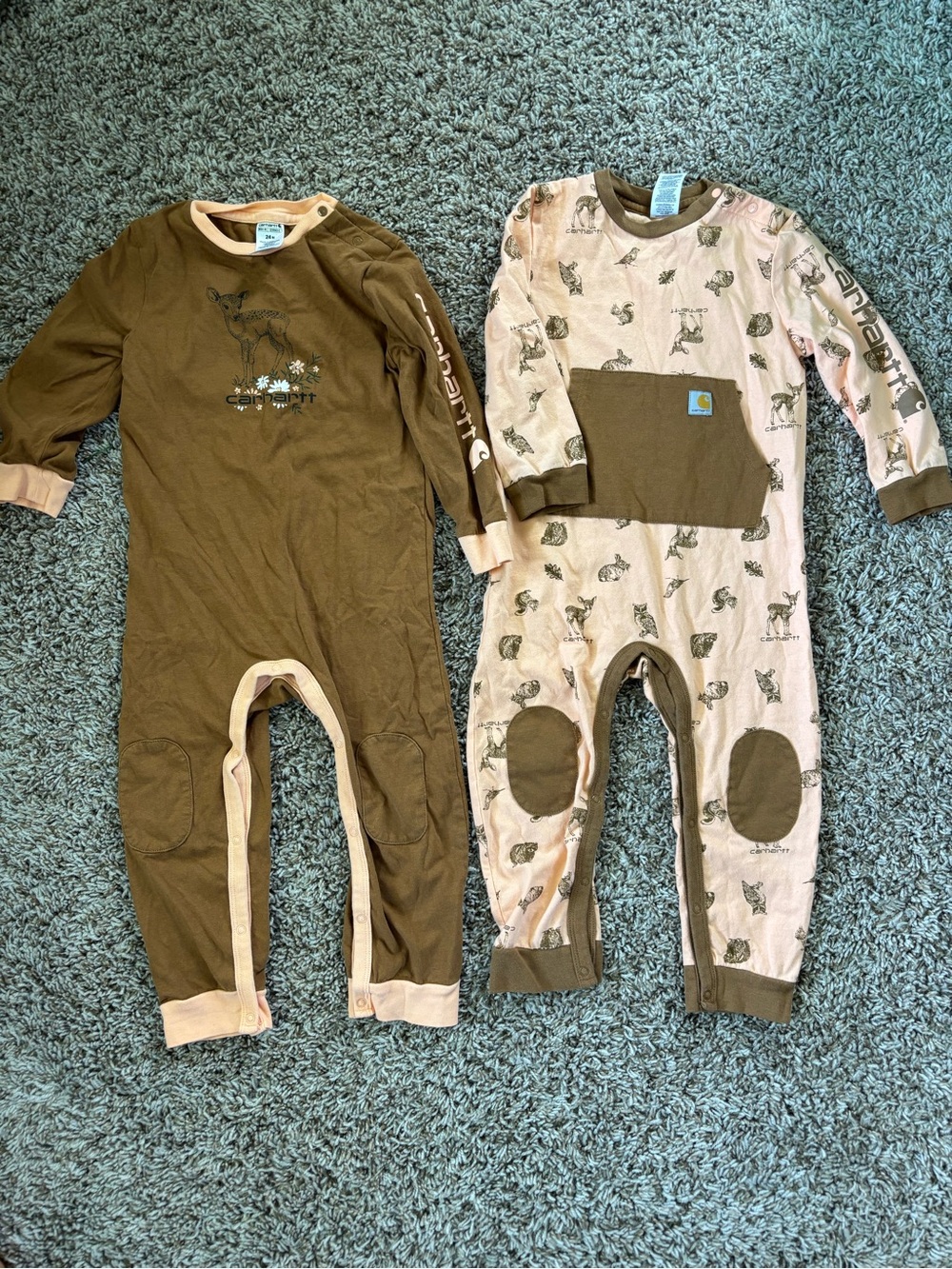 Carhartt Brown & Pink toddler Rompers Set